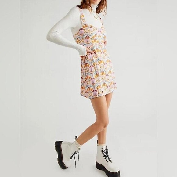 Free People Sasha Mini Dress Coquette Cottagecore Floral Sweetheart Small - Picture 3 of 9